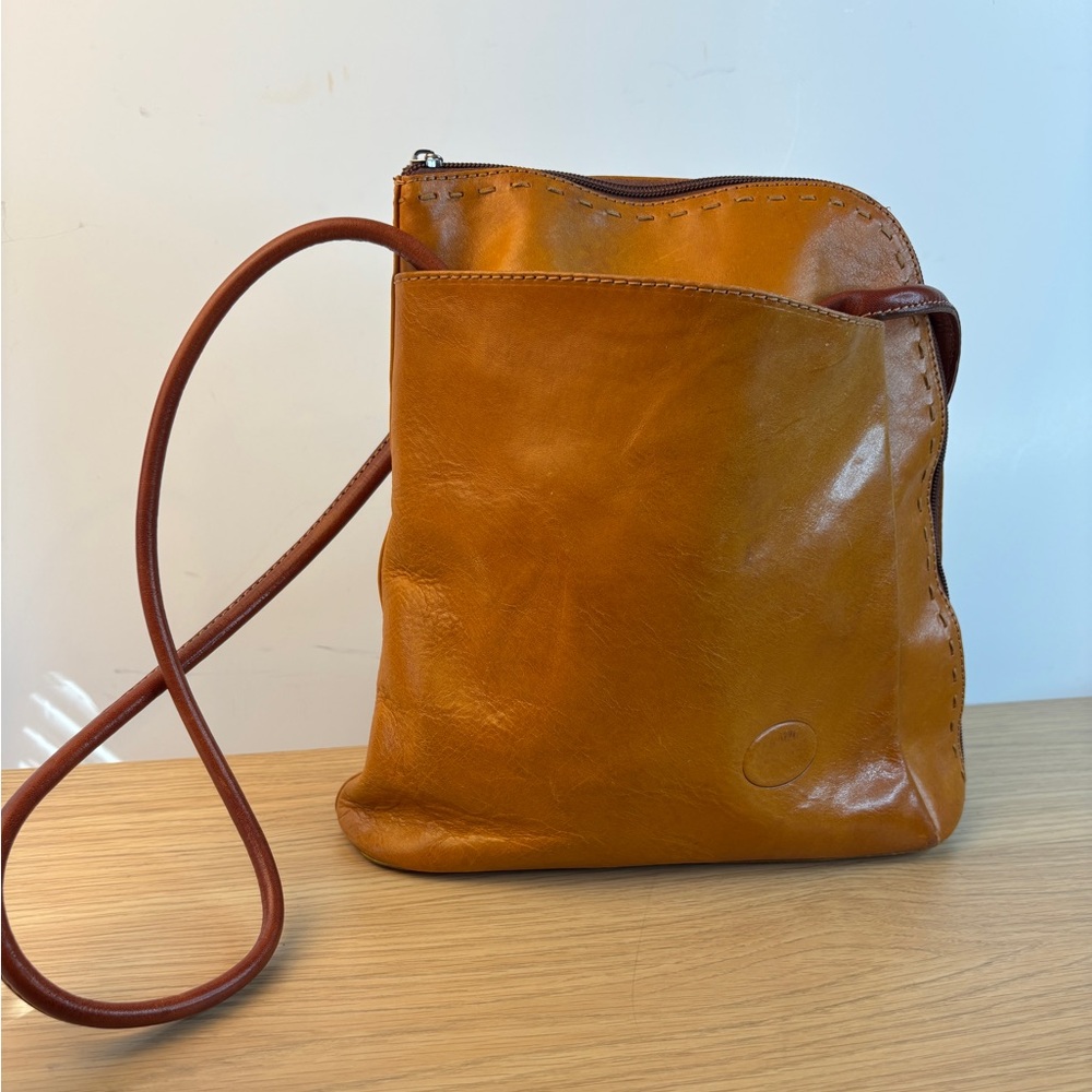Vintage L’Amica Leather Convertible Bag in Mustard and Rust Red (Italy)